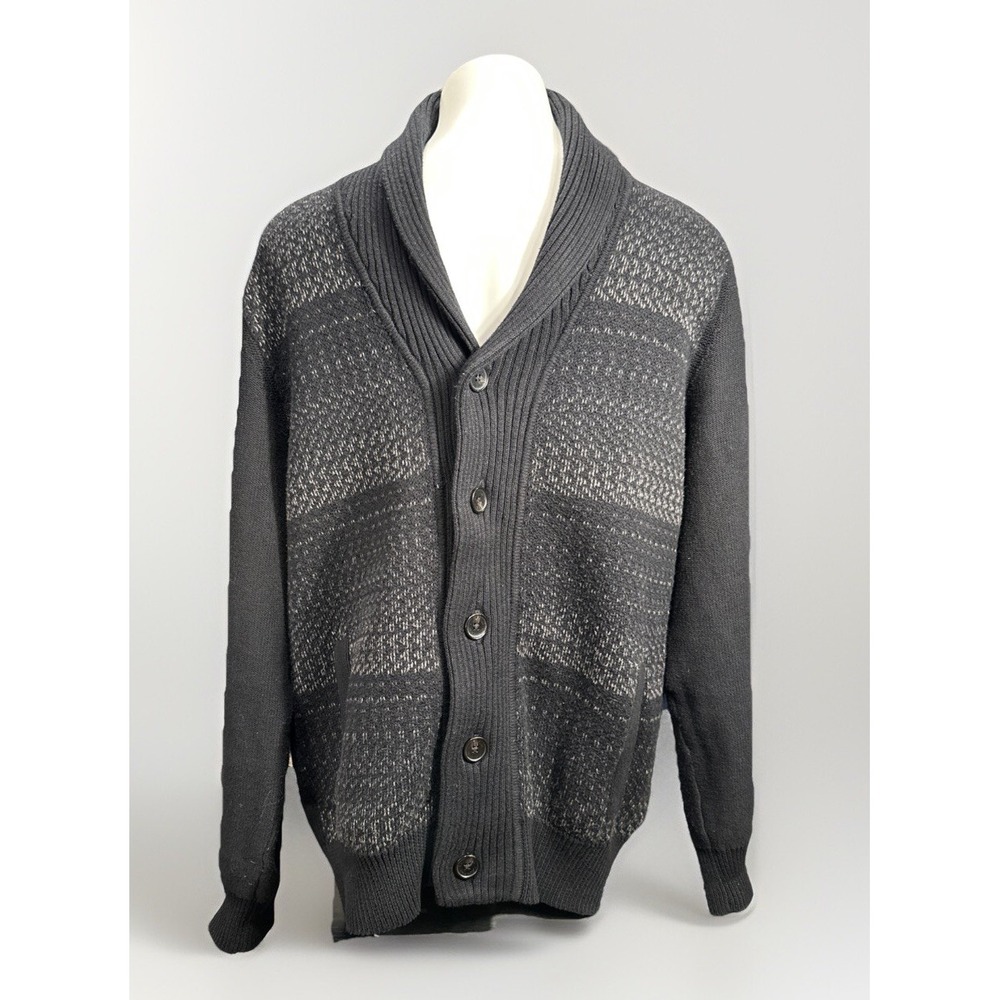 Calvin Klein Size‎ Large Men's Heavyweight Cardigan Grey & Black Gradient